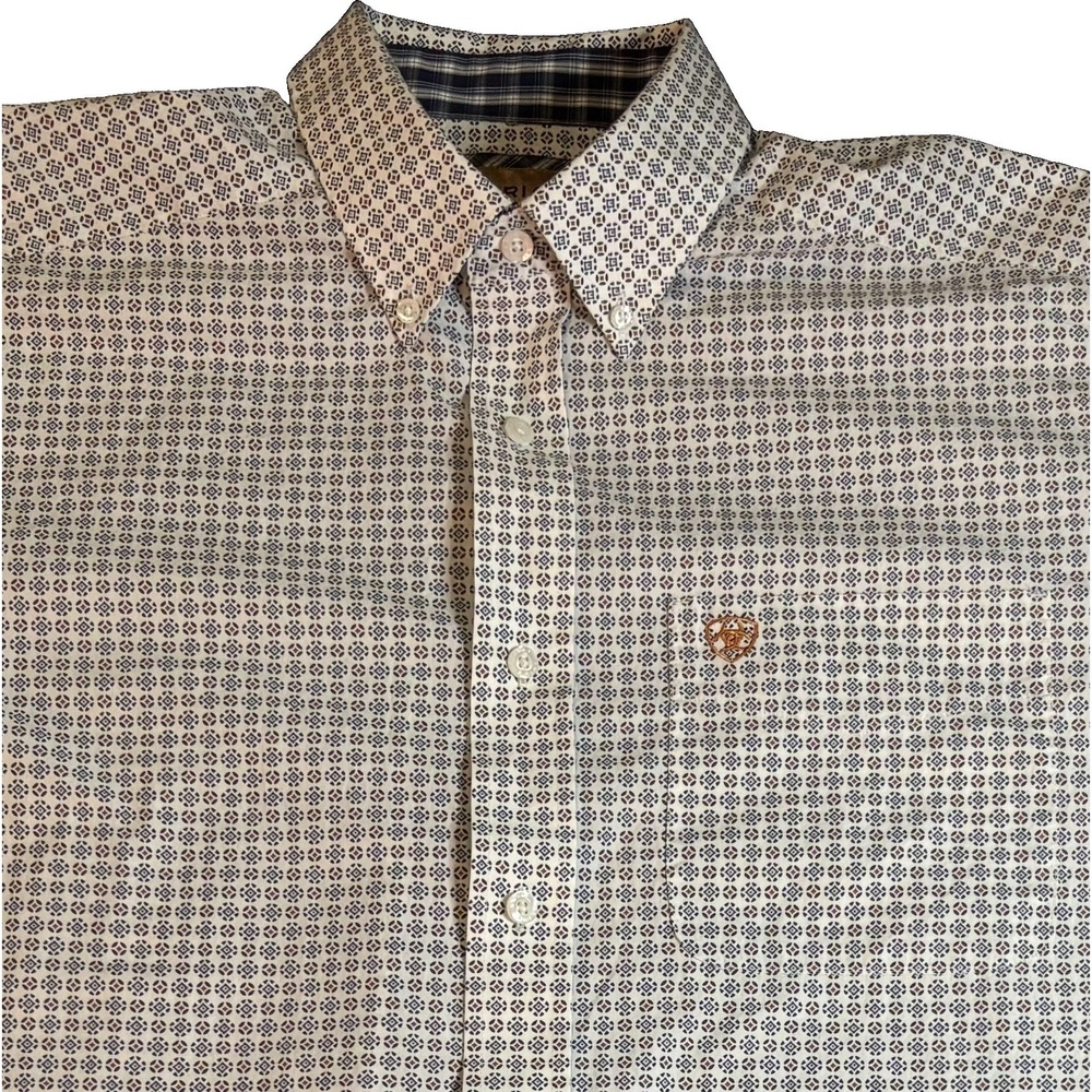 Ariat Mens Wrinkle Free Long Sleeve Button Down Shirt L Nice